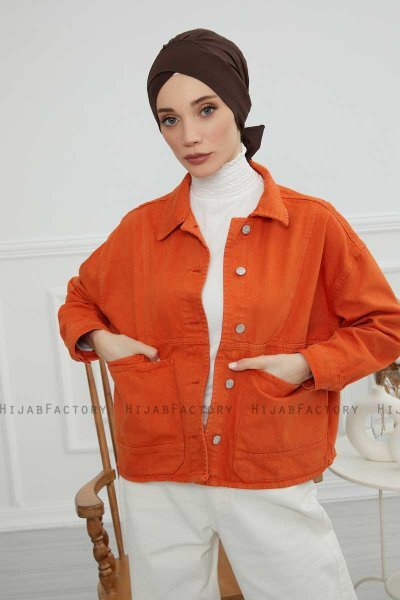 Ellie - Turban En Coton Marron