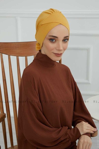 Ellie - Turban En Coton Moutarde