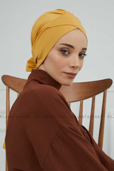 Ellie - Turban En Coton Moutarde
