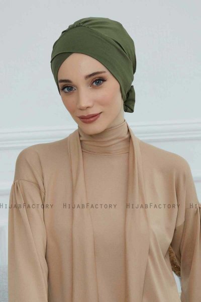 Ellie - Turban En Coton Kaki