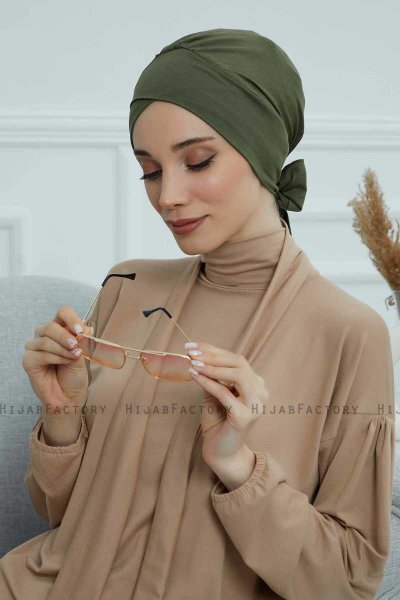 Ellie - Turban En Coton Kaki
