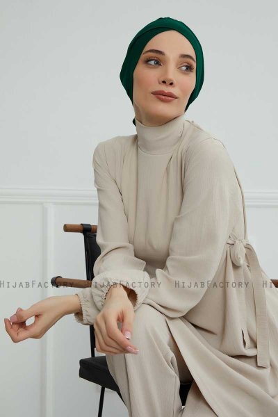 Ellie - Turban En Coton Vert Foncé