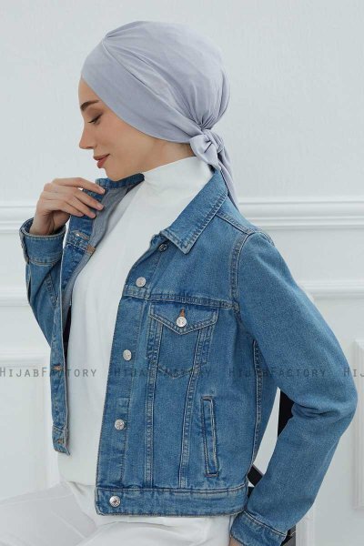 Ellie - Turban En Coton Gris Clair
