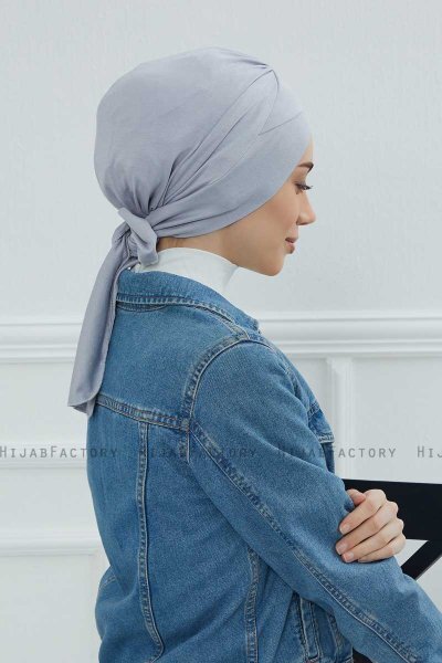 Ellie - Turban En Coton Gris Clair