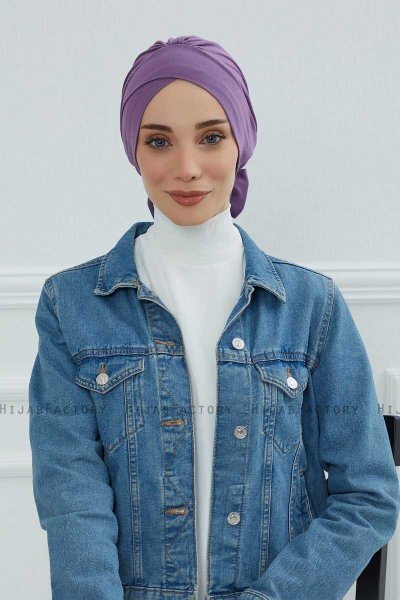 Ellie - Turban En Coton Violet