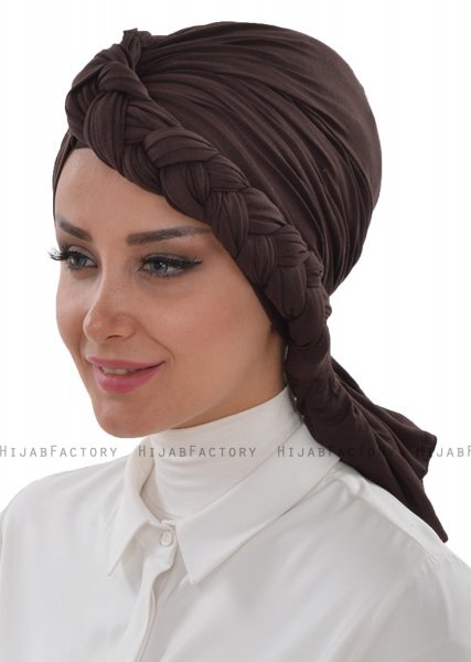 Theresa - Turban En Coton Marron - Ayse Turban