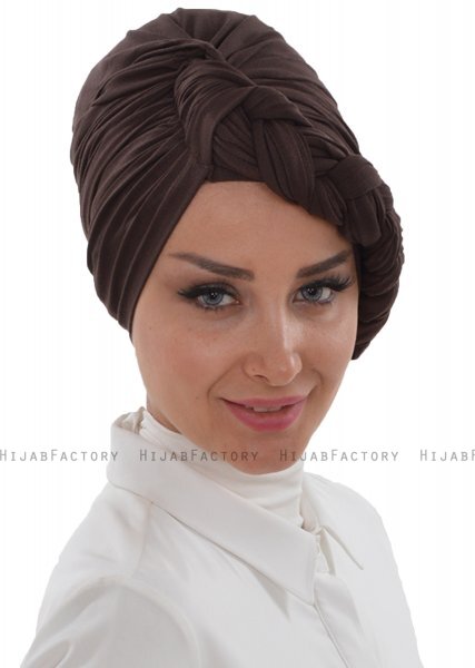 Theresa - Turban En Coton Marron - Ayse Turban