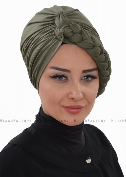Theresa - Turban En Coton Kaki - Ayse Turban