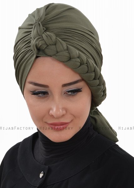 Theresa - Turban En Coton Kaki - Ayse Turban