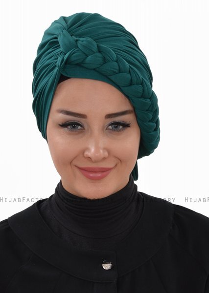 Theresa - Turban En Coton Vert Foncé - Ayse Turban