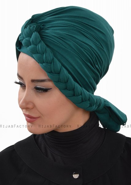 Theresa - Turban En Coton Vert Foncé - Ayse Turban