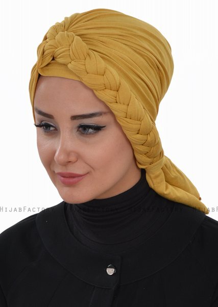 Theresa - Turban En Coton Moutarde - Ayse Turban