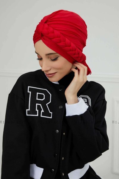 Theresa - Turban En Coton Rouge - Ayse Turban