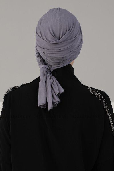 Theresa - Turban En Coton Gris - Ayse Turban