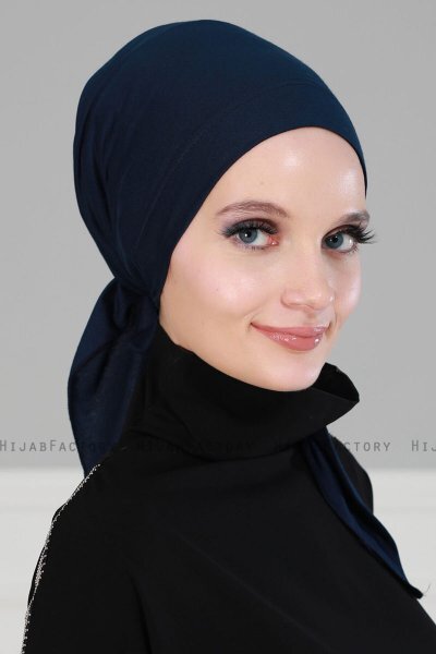 Felicia - Turban En Coton Bleu Marin