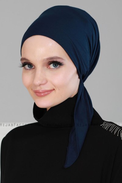Felicia - Turban En Coton Bleu Marin