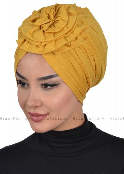 Kerstin - Turban En Coton Moutarde - Ayse Turban