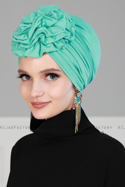 Kerstin - Turban En Coton Turquoise - Ayse Turban