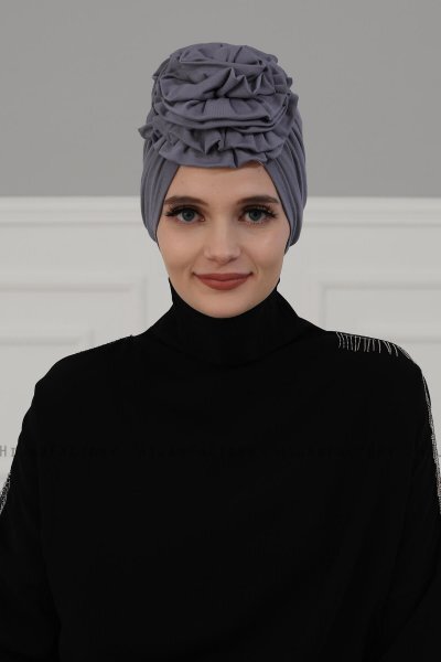 Kerstin - Turban En Coton Gris - Ayse Turban