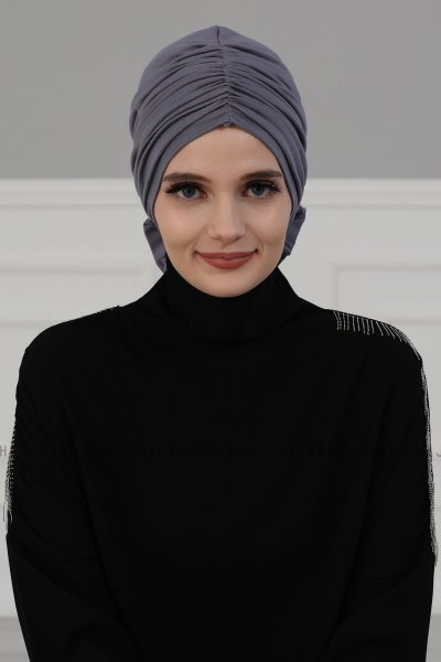Kerstin - Turban En Coton Gris - Ayse Turban