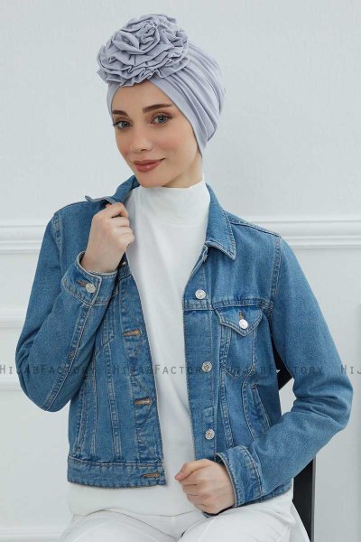 Kerstin - Turban En Coton Gris Clair