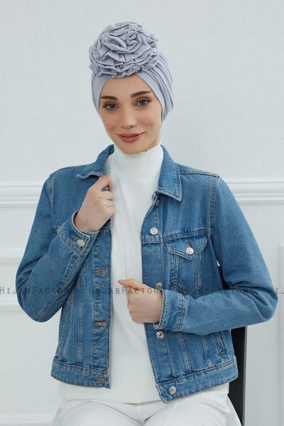 Kerstin - Turban En Coton Gris Clair