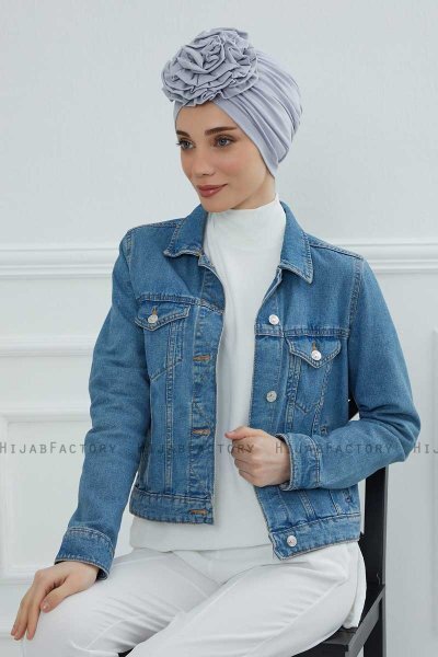 Kerstin - Turban En Coton Gris Clair
