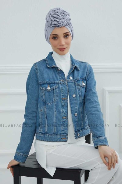 Kerstin - Turban En Coton Gris Clair