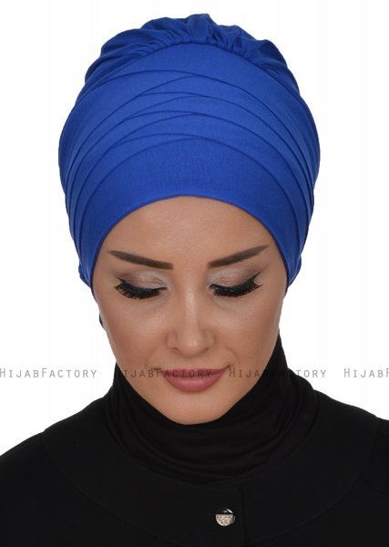 Monica - Turban En Coton Bleu - Ayse Turban
