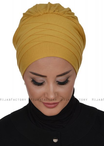 Monica - Turban En Coton Moutarde - Ayse Turban