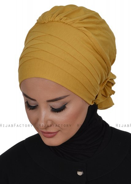 Monica - Turban En Coton Moutarde - Ayse Turban