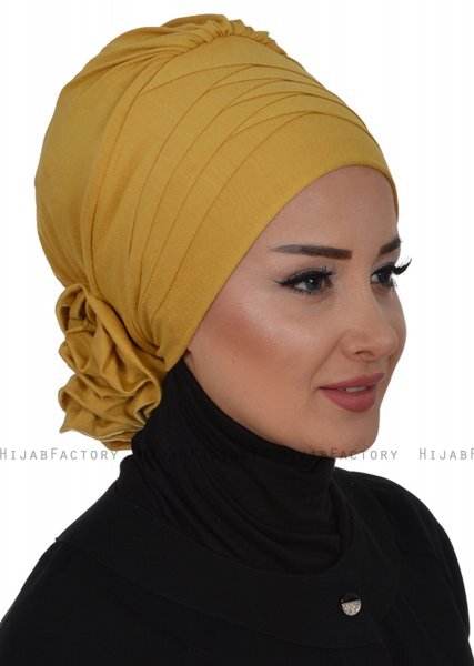 Monica - Turban En Coton Moutarde - Ayse Turban