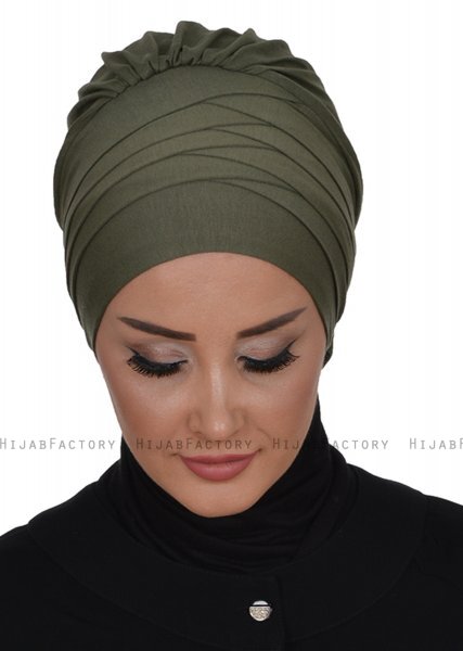 Monica - Turban En Coton Kaki - Ayse Turban