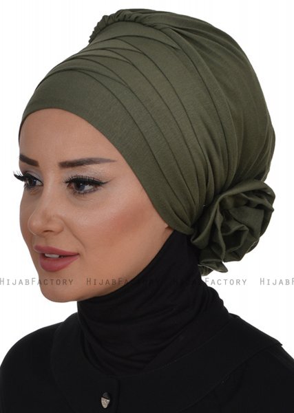 Monica - Turban En Coton Kaki - Ayse Turban