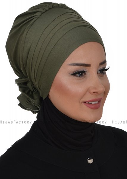 Monica - Turban En Coton Kaki - Ayse Turban