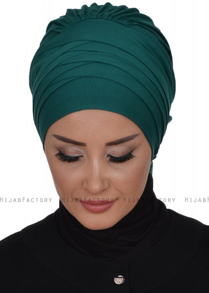 Monica - Turban En Coton Vert Foncé - Ayse Turban