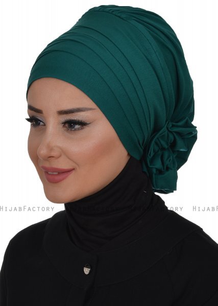Monica - Turban En Coton Vert Foncé - Ayse Turban