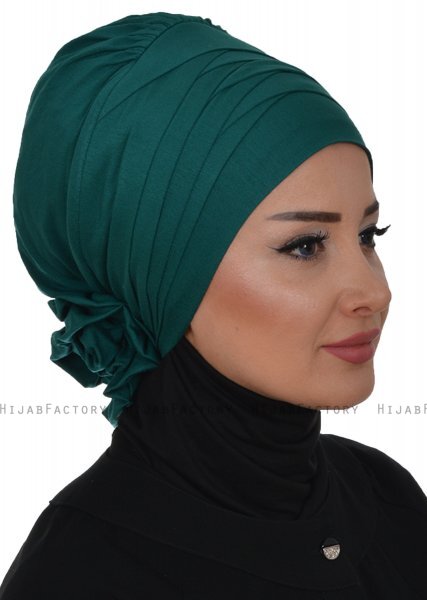 Monica - Turban En Coton Vert Foncé - Ayse Turban