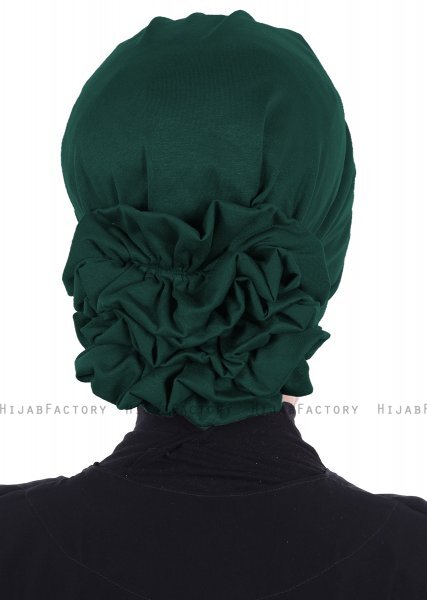 Monica - Turban En Coton Vert Foncé - Ayse Turban