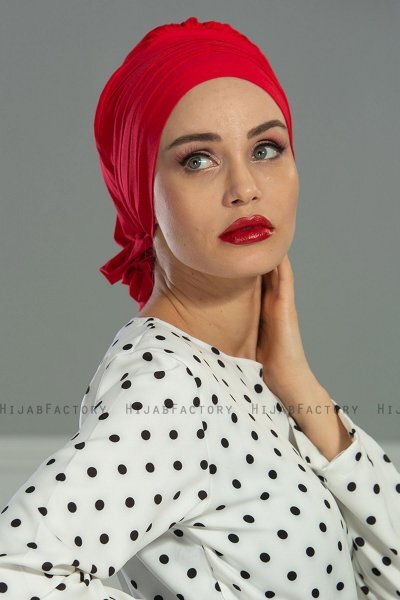Monica - Turban En Coton Rouge - Ayse Turban