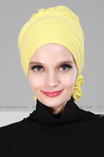 Monica - Turban En Coton Jaune - Ayse Turban