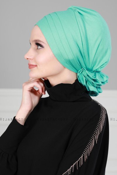 Monica - Turban En Coton Turquoise - Ayse Turban