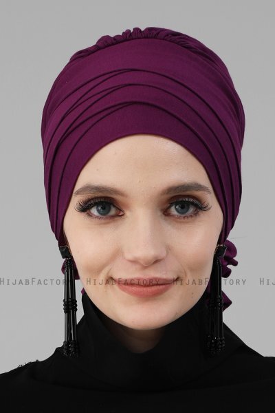 Monica - Turban En Coton Violet - Ayse Turban
