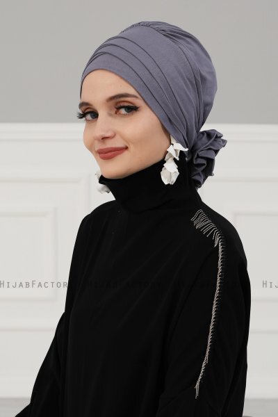 Monica - Turban En Coton Gris - Ayse Turban