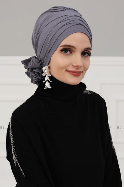 Monica - Turban En Coton Gris - Ayse Turban