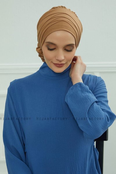 Monica - Turban En Coton Marron Clair