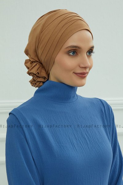 Monica - Turban En Coton Marron Clair