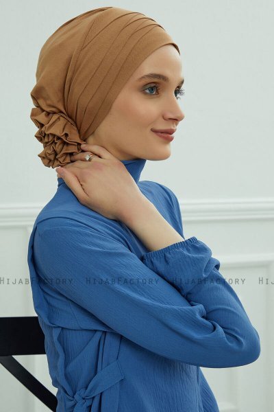 Monica - Turban En Coton Marron Clair