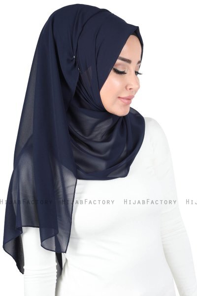 Joline - Hijab Chiffon Premium Bleu Marin