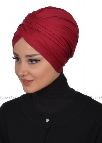 Fiona - Turban En Coton Bordeaux - Ayse Turban